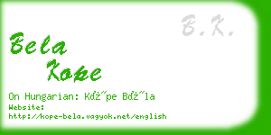 bela kope business card